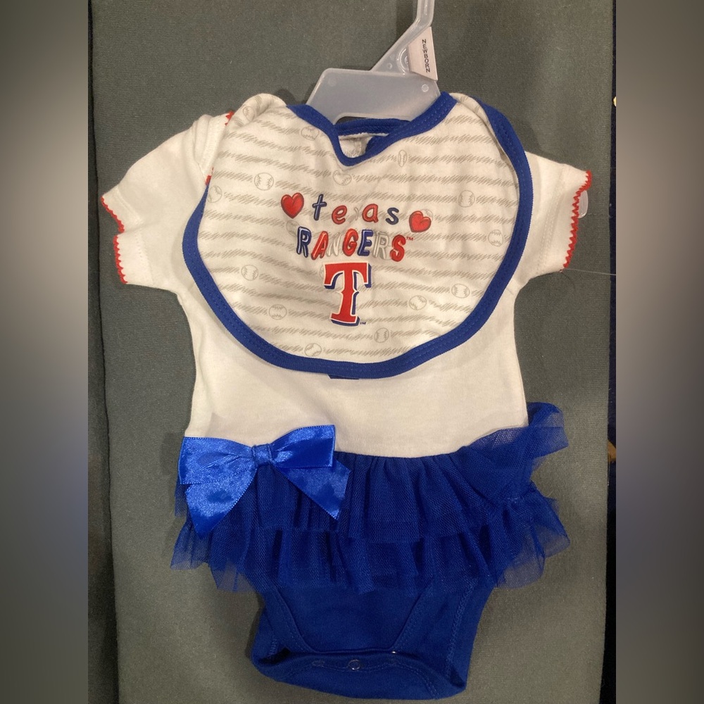 NWT Texas Rangers MLB GIRLS Baby Infant Toddler Creeper Bodysuit Romper Booties